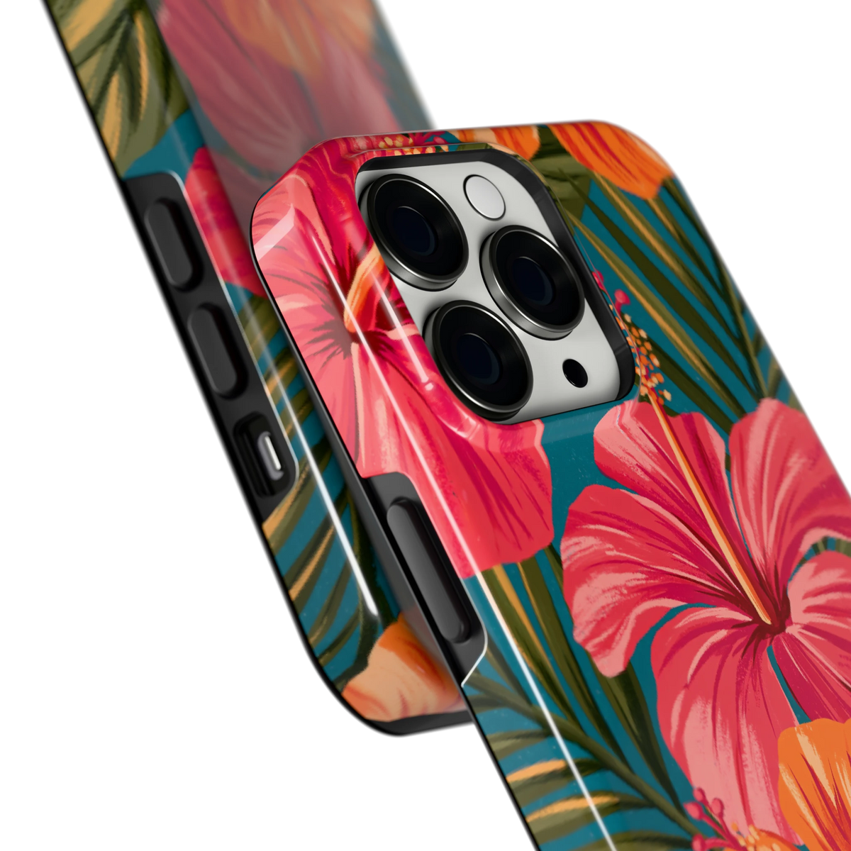 Hibiscus Paradijs hoesje voor iPhone 13 Pro, close-up