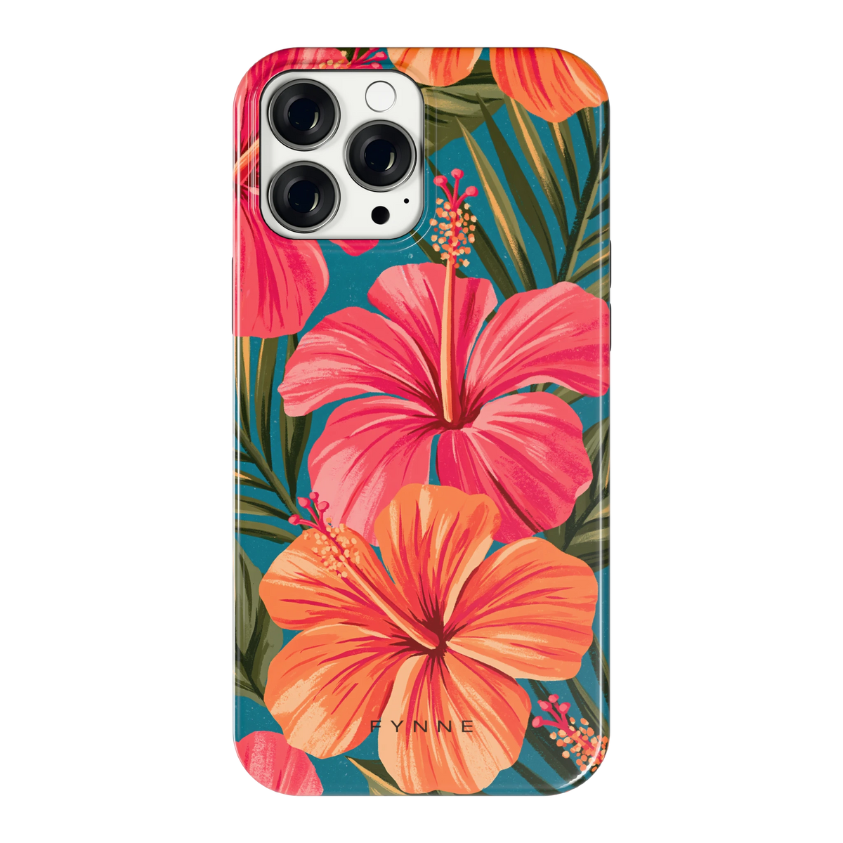 Hibiscus Paradijs hoesje voor iPhone 13 Pro Max, achterkant