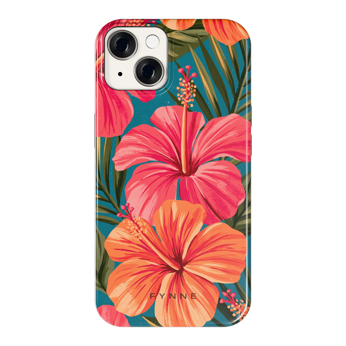 Hibiscus Paradijs hoesje voor iPhone 14, achterkant