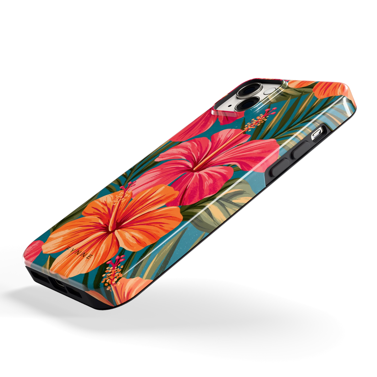 Hibiscus Paradijs hoesje voor iPhone 14 Plus, schuin