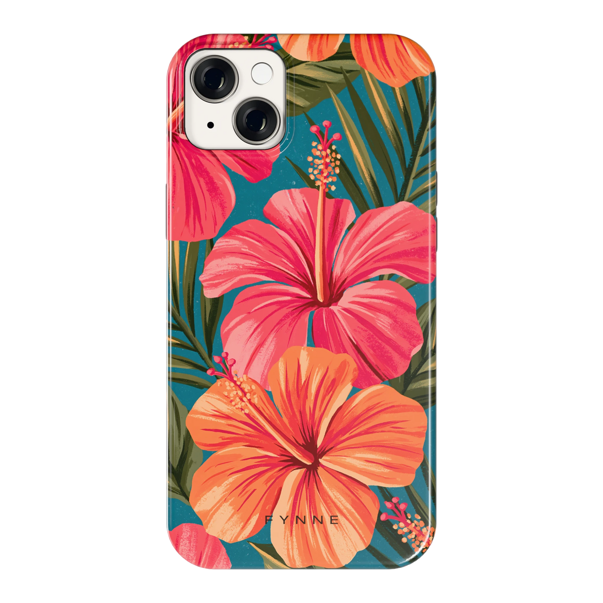 Hibiscus Paradijs hoesje voor iPhone 14 Plus, achterkant