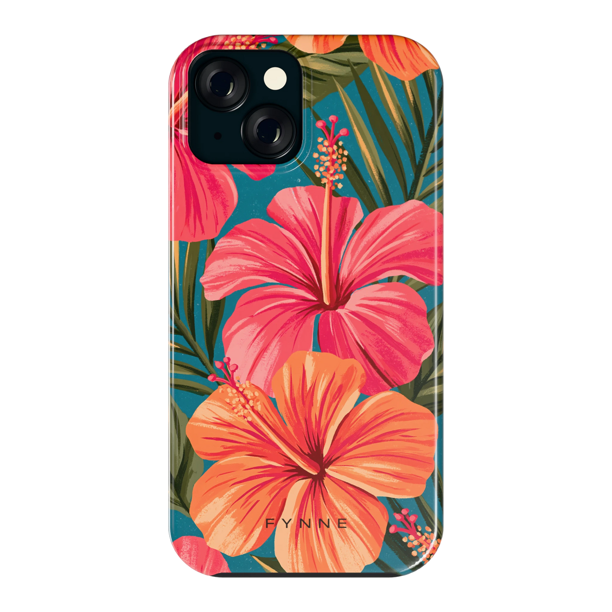 Hibiscus Paradijs hoesje voor iPhone 15, achterkant