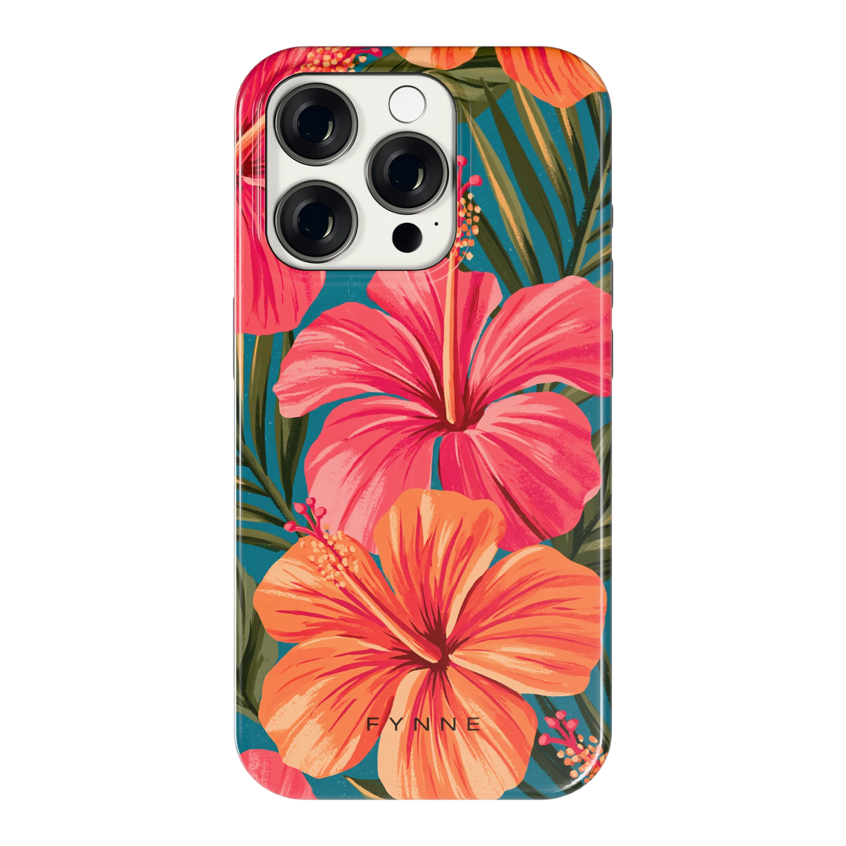 Hibiscus Paradijs hoesje voor iPhone 15 Pro, achterkant
