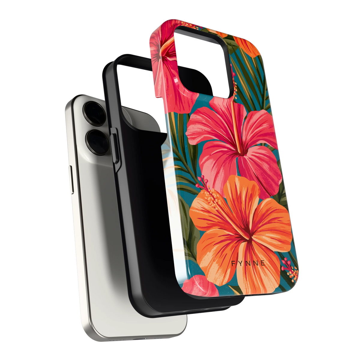 Hibiscus Paradijs hoesje voor iPhone 15 Pro, los van de telefoon