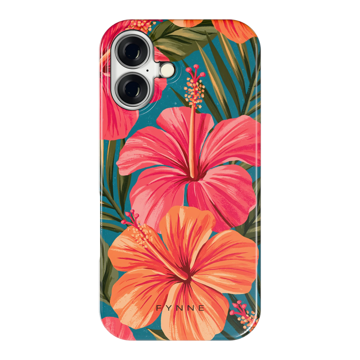 Hibiscus Paradijs hoesje voor iPhone 16, achterkant