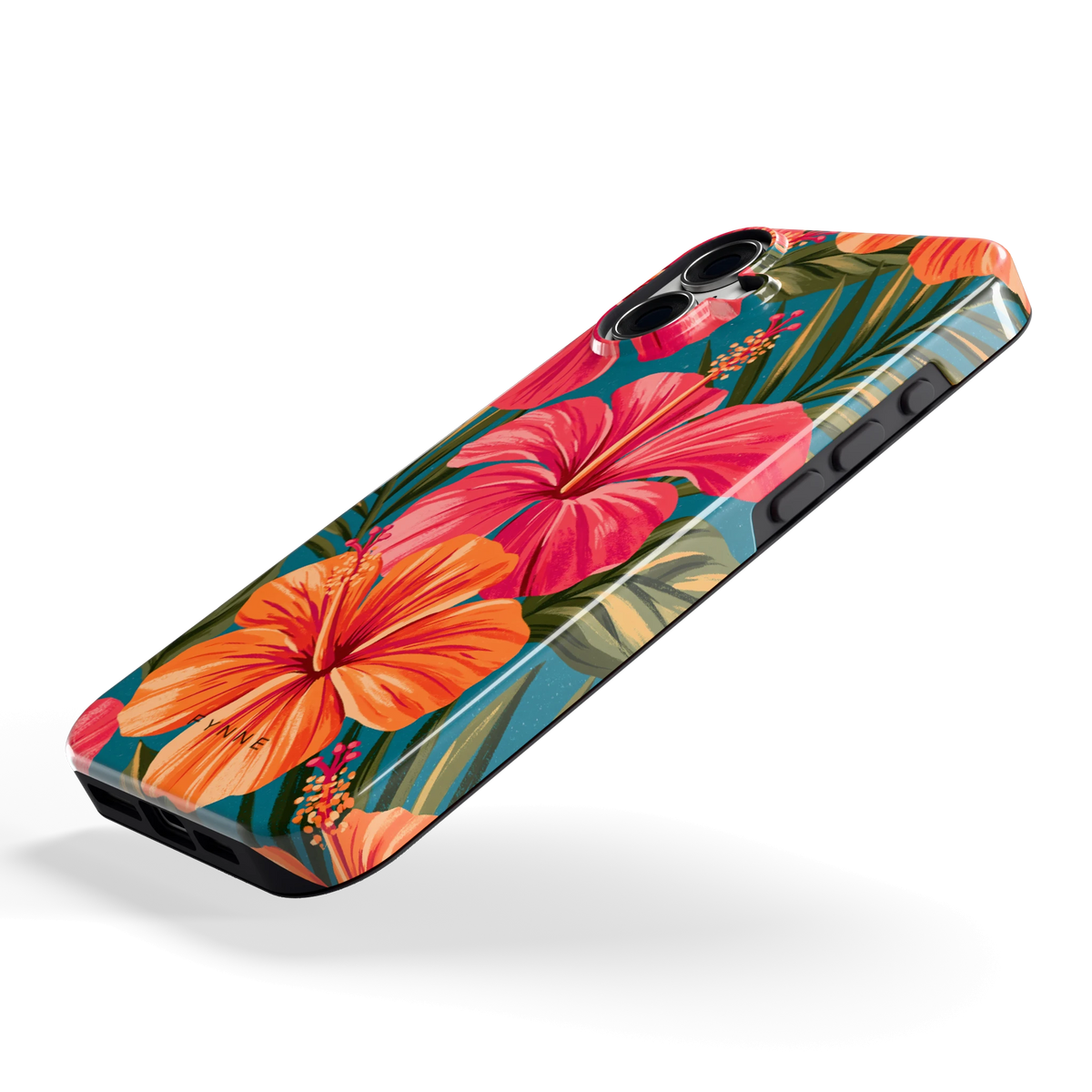 Hibiscus Paradijs hoesje voor iPhone 16 Plus, schuin