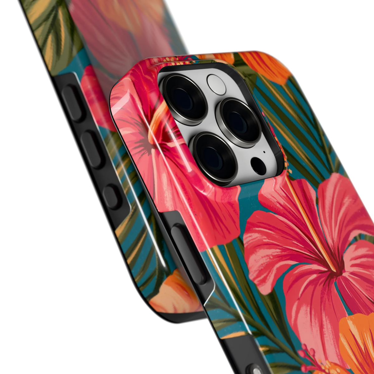 Hibiscus Paradijs hoesje voor iPhone 16 Pro, close-up