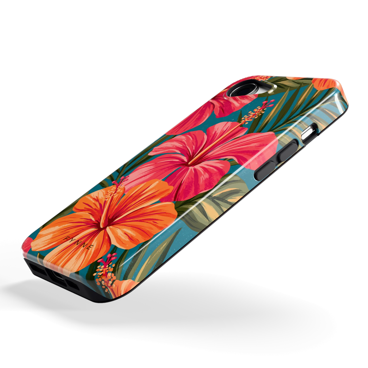 Hibiscus Paradijs hoesje voor iPhone 16e, schuin