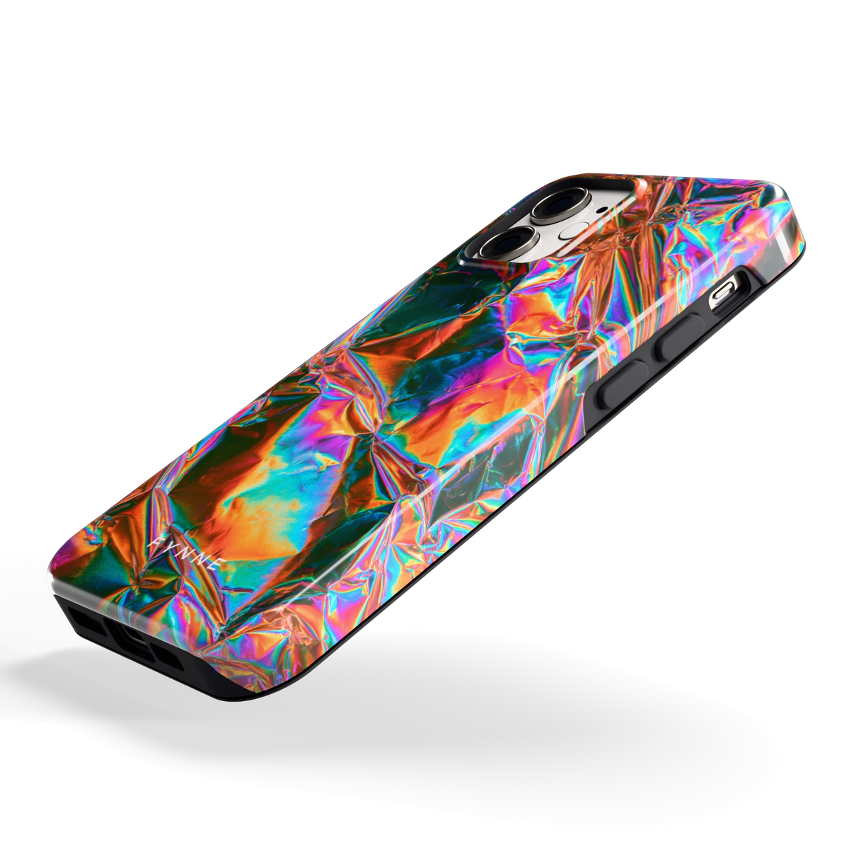 Holografische print hoesje voor iPhone 12 mini, schuin