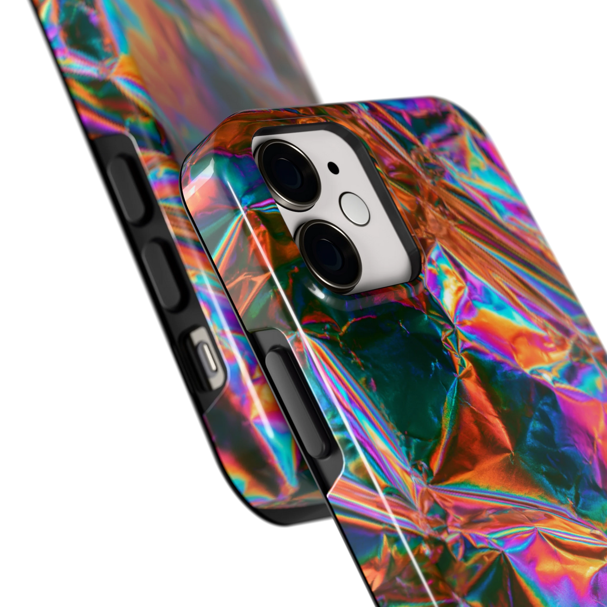 Holografische print hoesje voor iPhone 12 mini, close-up