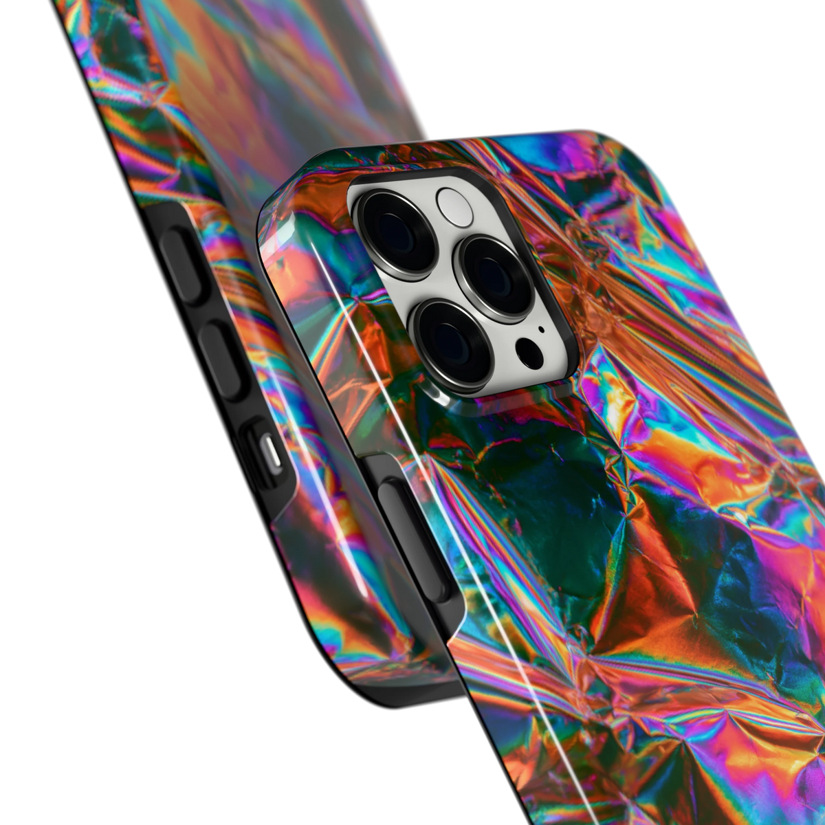 Holografische print hoesje voor iPhone 12 Pro Max, close-up