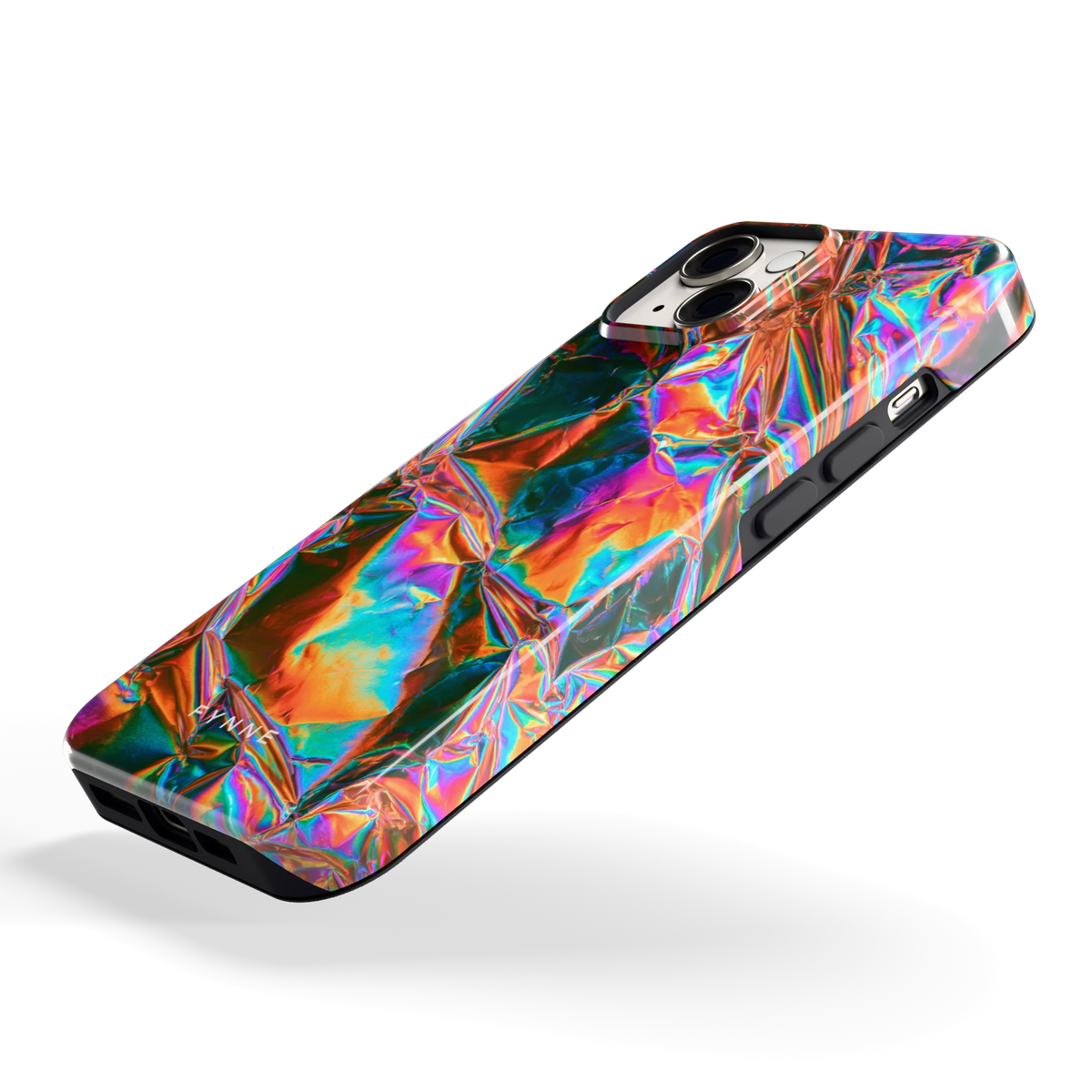 Holografische print hoesje voor iPhone 14, schuin