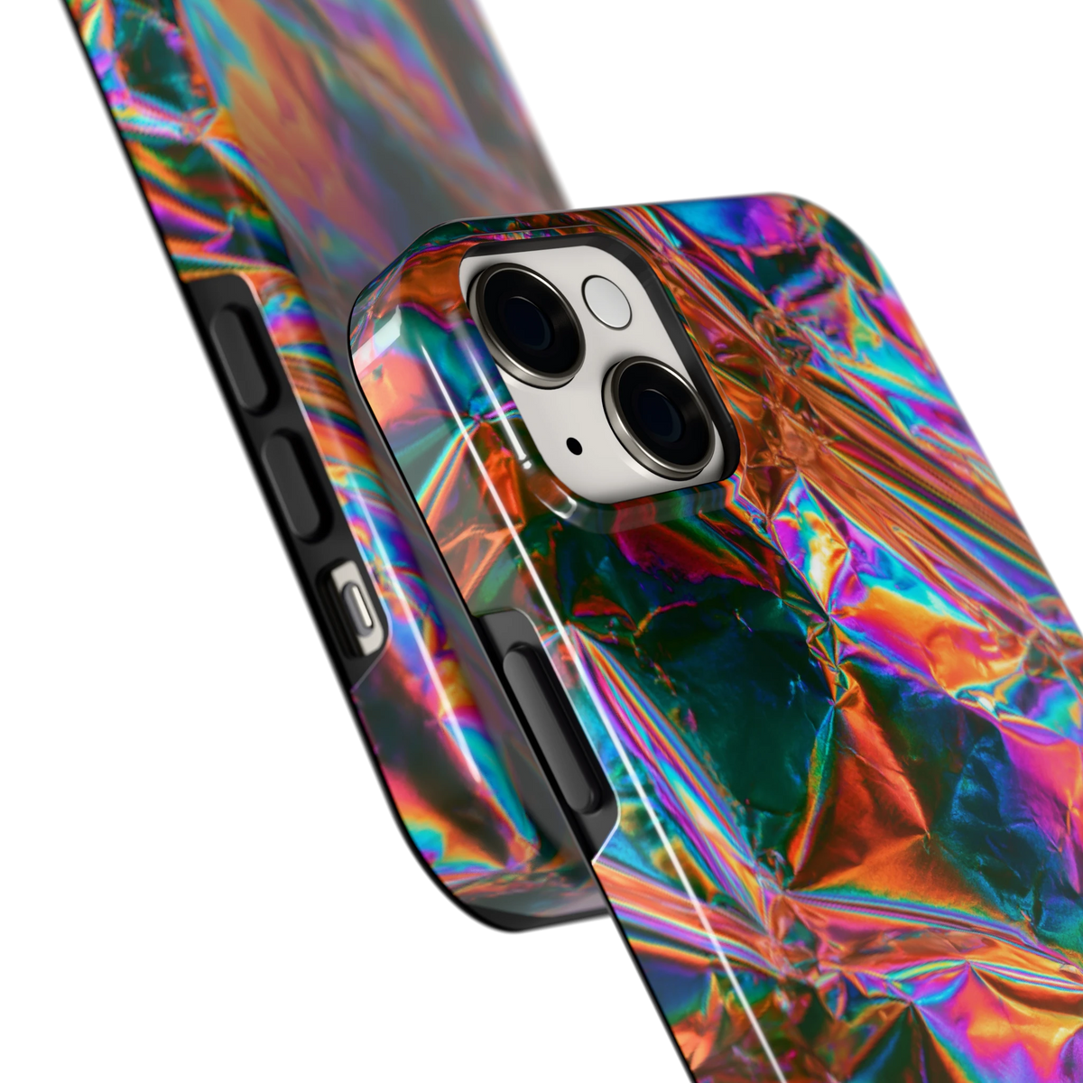 Holografische print hoesje voor iPhone 14 Plus, close-up
