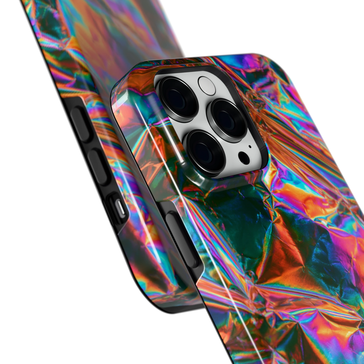 Holografische print hoesje voor iPhone 14 Pro Max, close-up