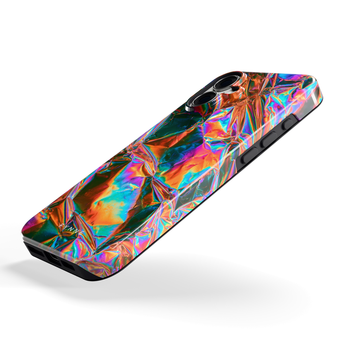 Holografische print hoesje voor iPhone 16 Plus, schuin
