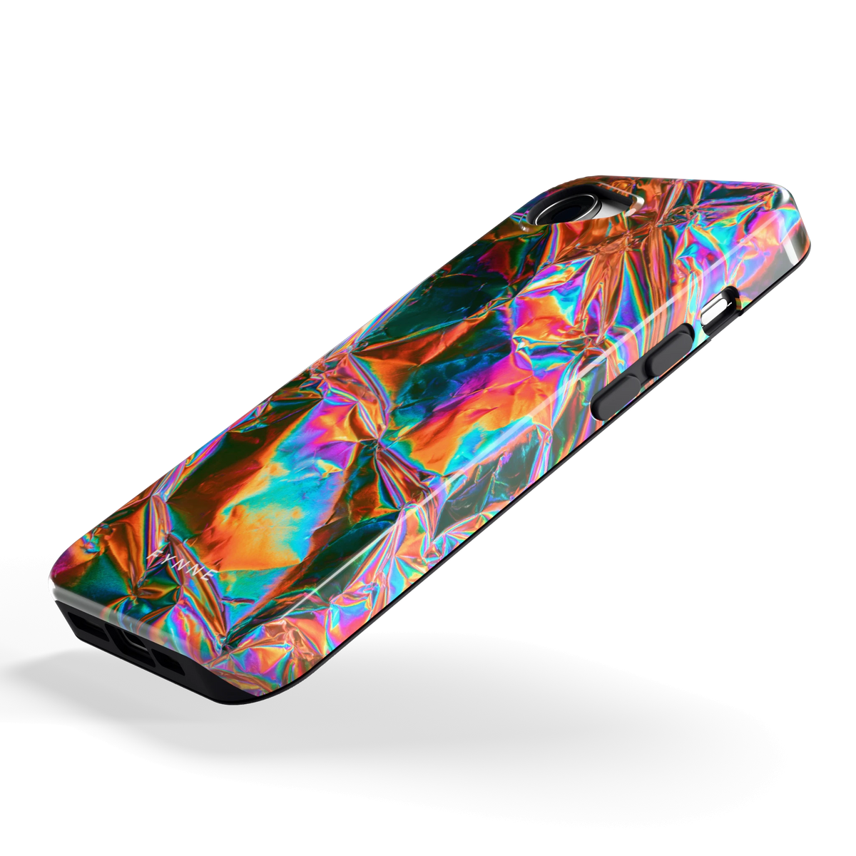 Holografische print hoesje voor iPhone 16e, schuin