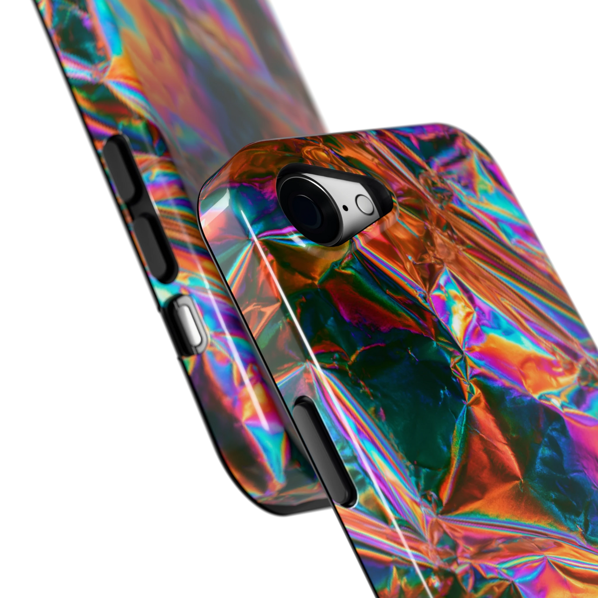 Holografische print hoesje voor iPhone 16e, close-up
