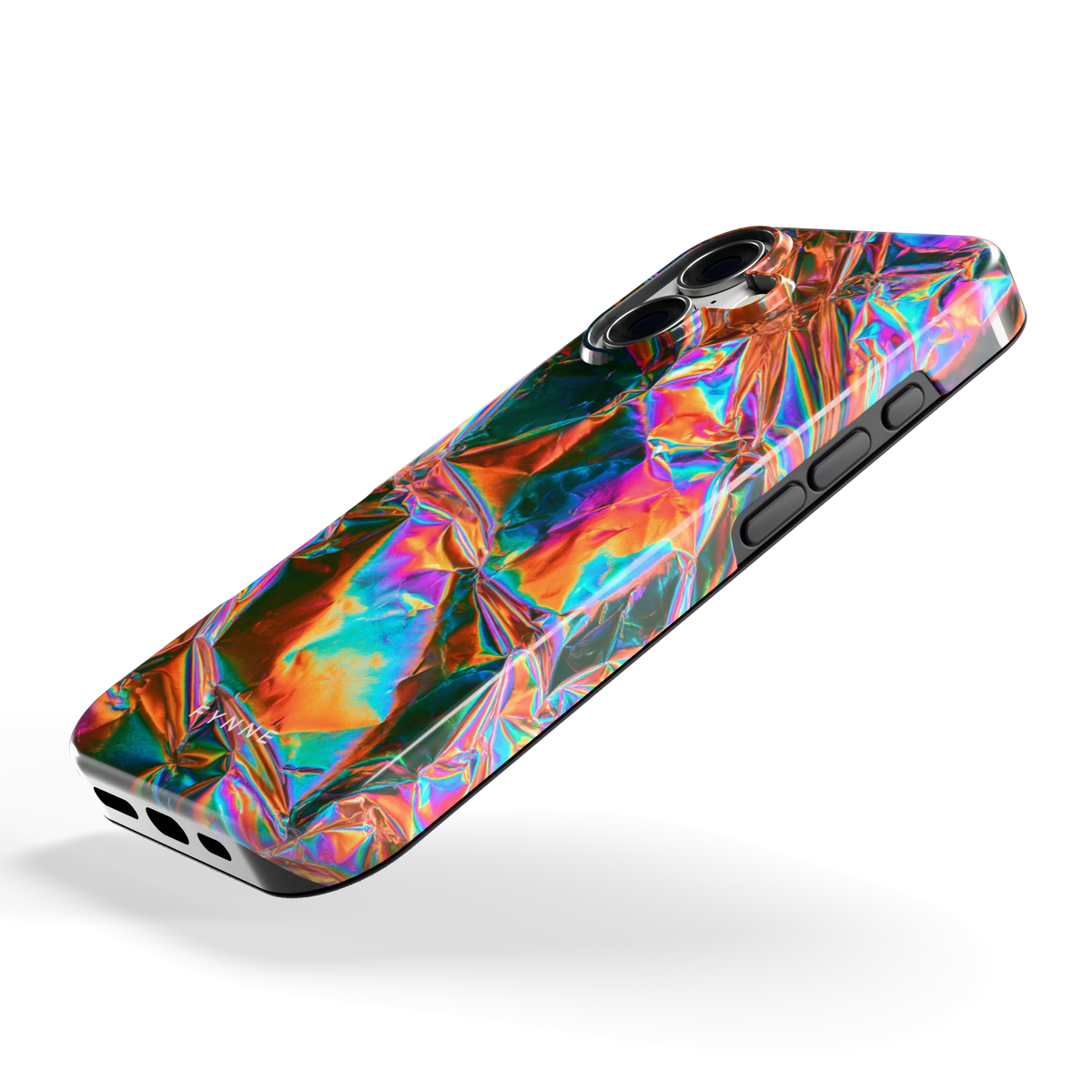 Holografische print hoesje voor iPhone 17, schuin