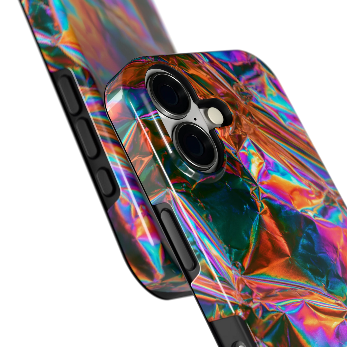 Holografische print hoesje voor iPhone 17, close-up