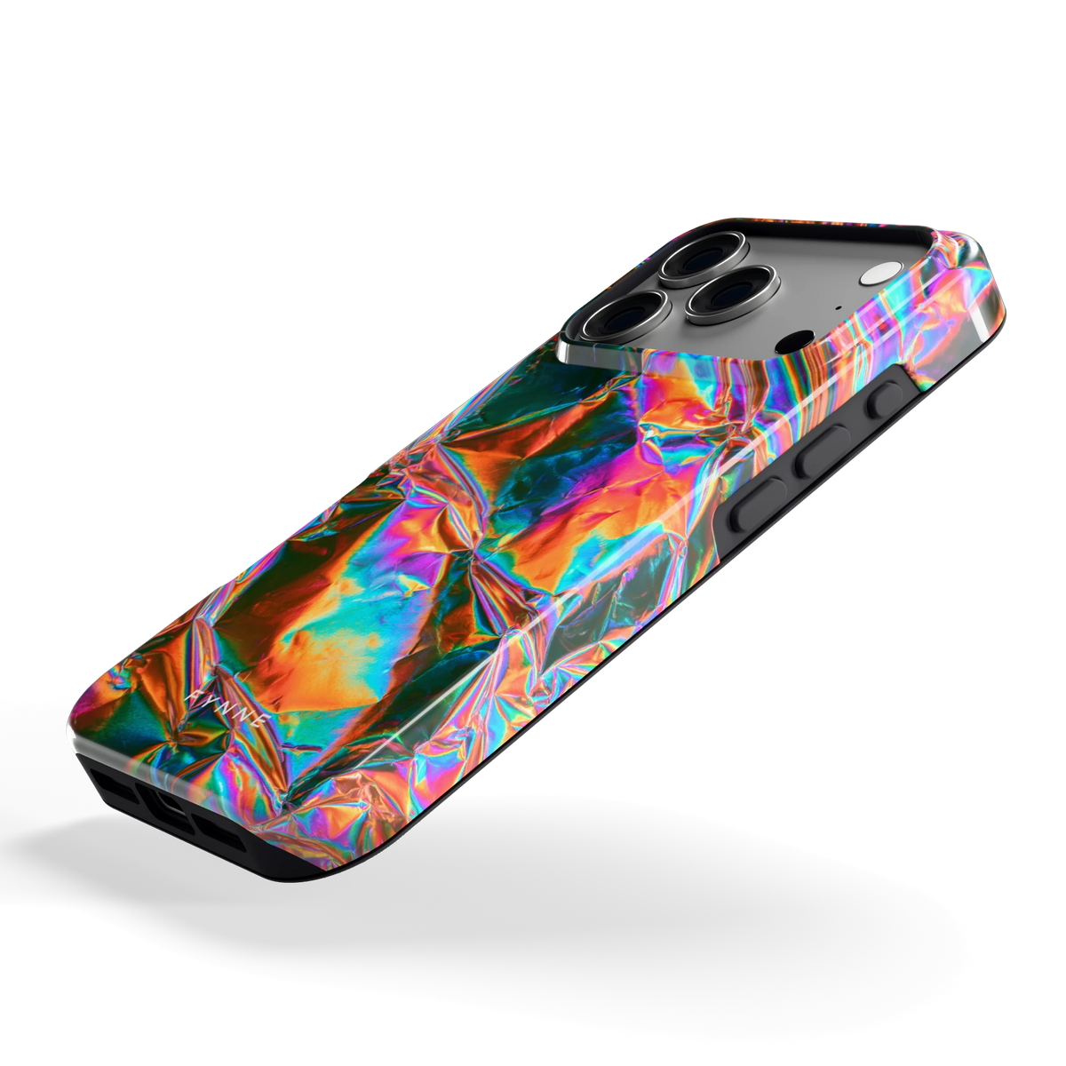 Holografische print hoesje voor iPhone 17 Pro, schuin