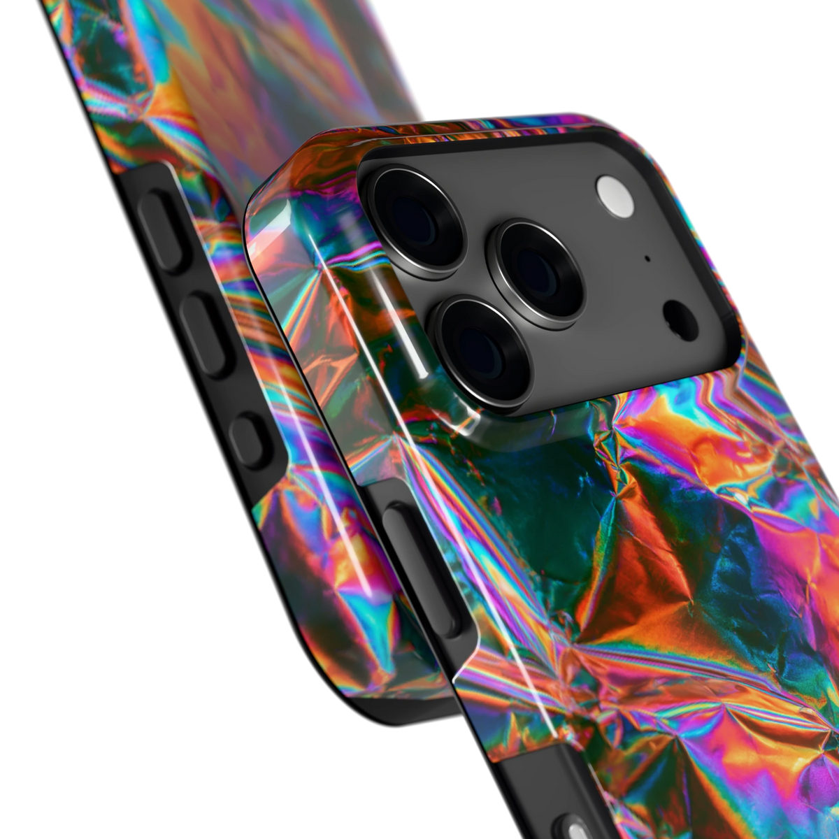 Holografische print hoesje voor iPhone 17 Pro, close-up
