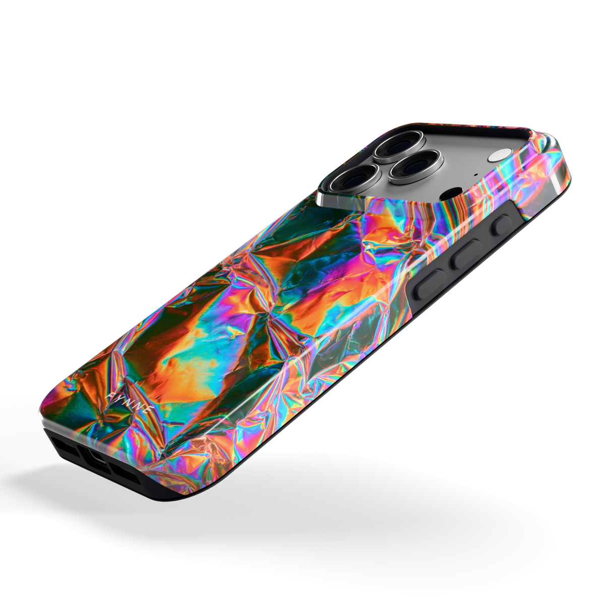 Holografische print hoesje voor iPhone 18 Pro, schuin