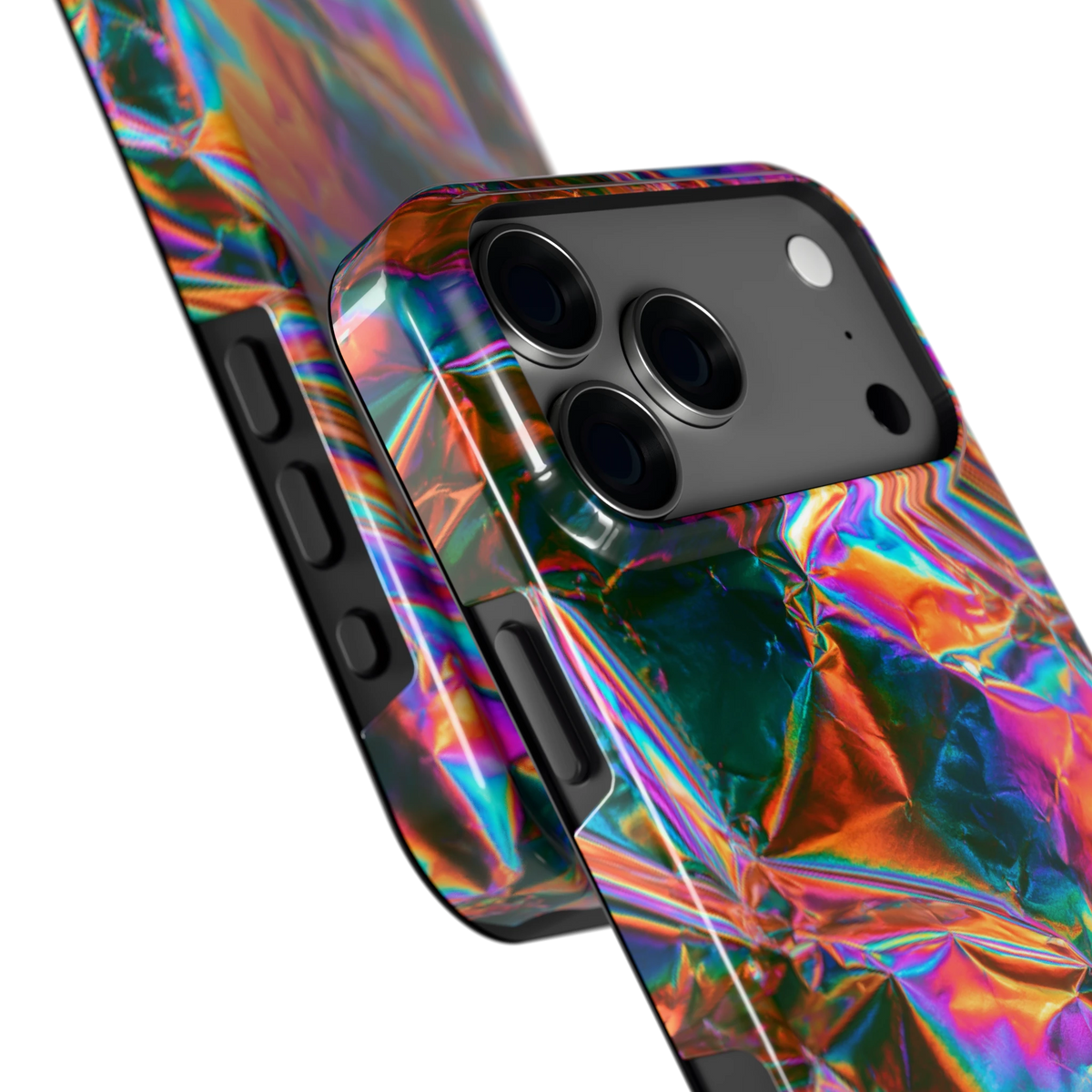 Holografische print hoesje voor iPhone 18 Pro Max, close-up