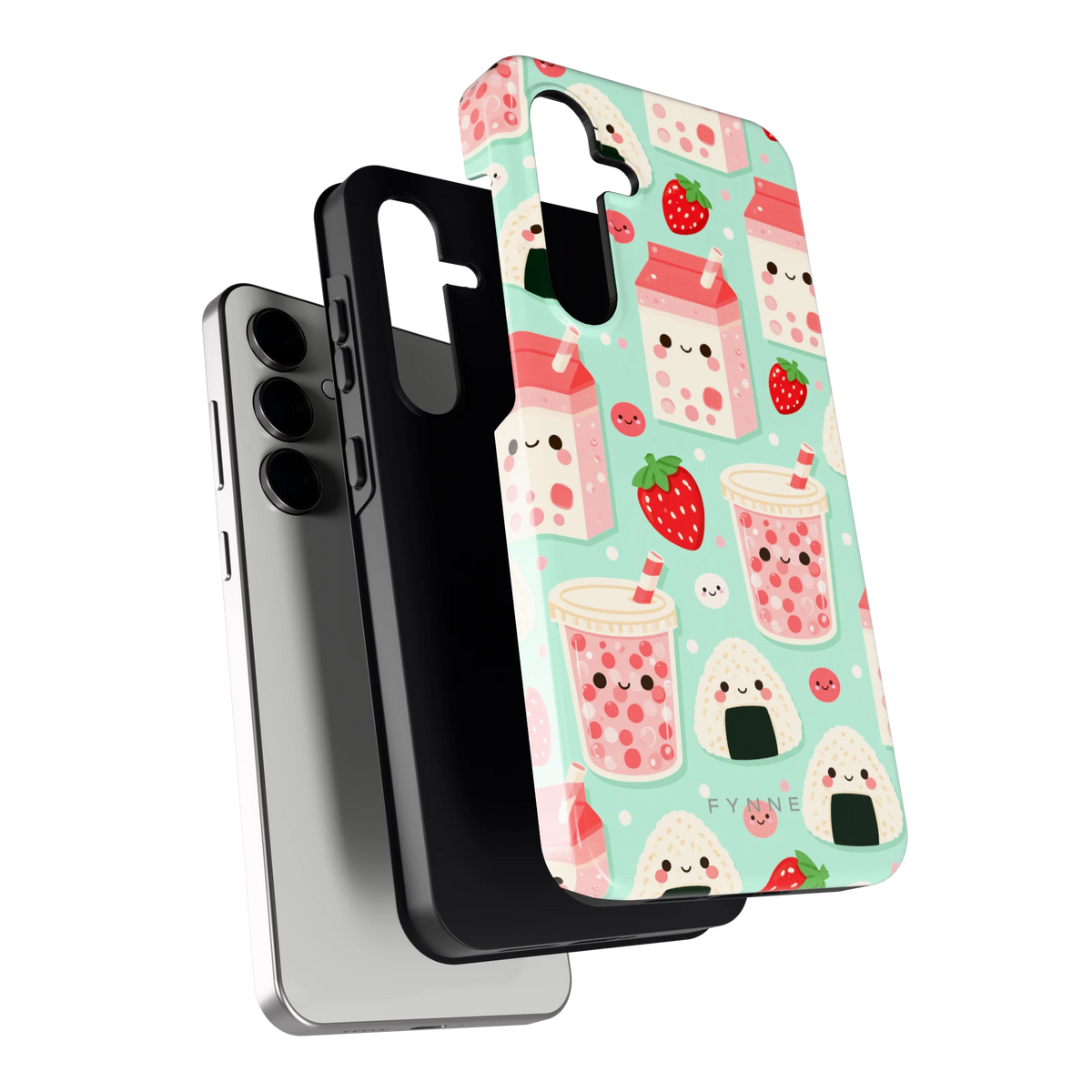 Kawaii Aardbeisnacks hoesje voor Galaxy S24 FE, los van de telefoon