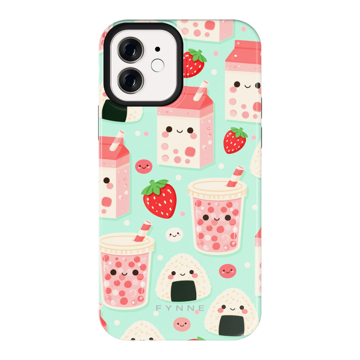 Kawaii Aardbeisnacks hoesje voor iPhone 12, achterkant
