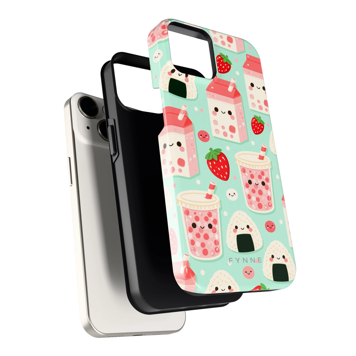 Kawaii Aardbeisnacks hoesje voor iPhone 14, los van de telefoon