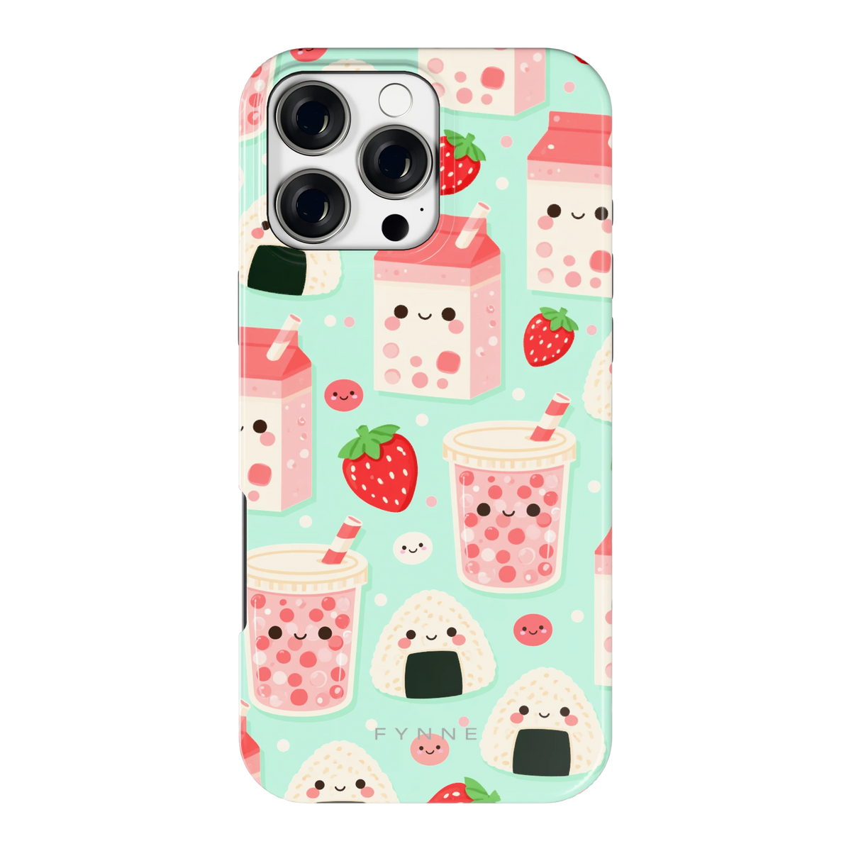 Kawaii Aardbeisnacks hoesje voor iPhone 16 Pro Max, achterkant