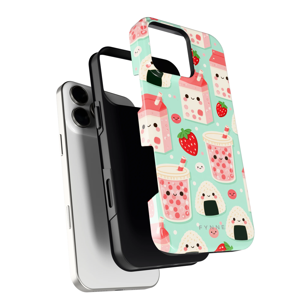 Kawaii Aardbeisnacks hoesje voor iPhone 16 Pro Max, los van de telefoon