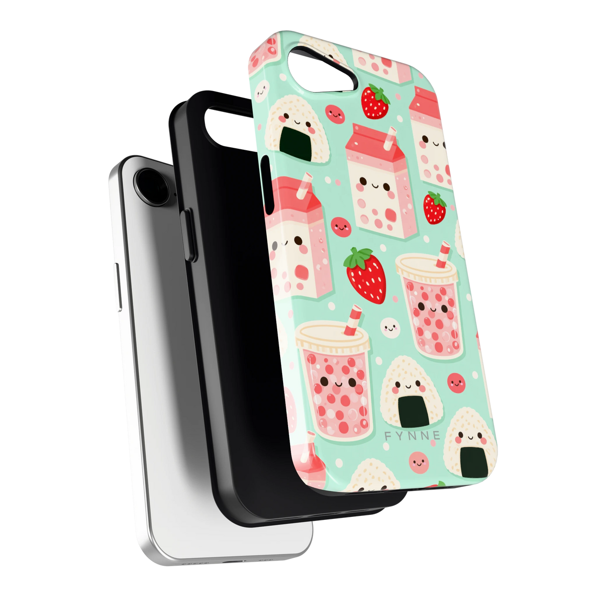 Kawaii Aardbeisnacks hoesje voor iPhone 16e, los van de telefoon