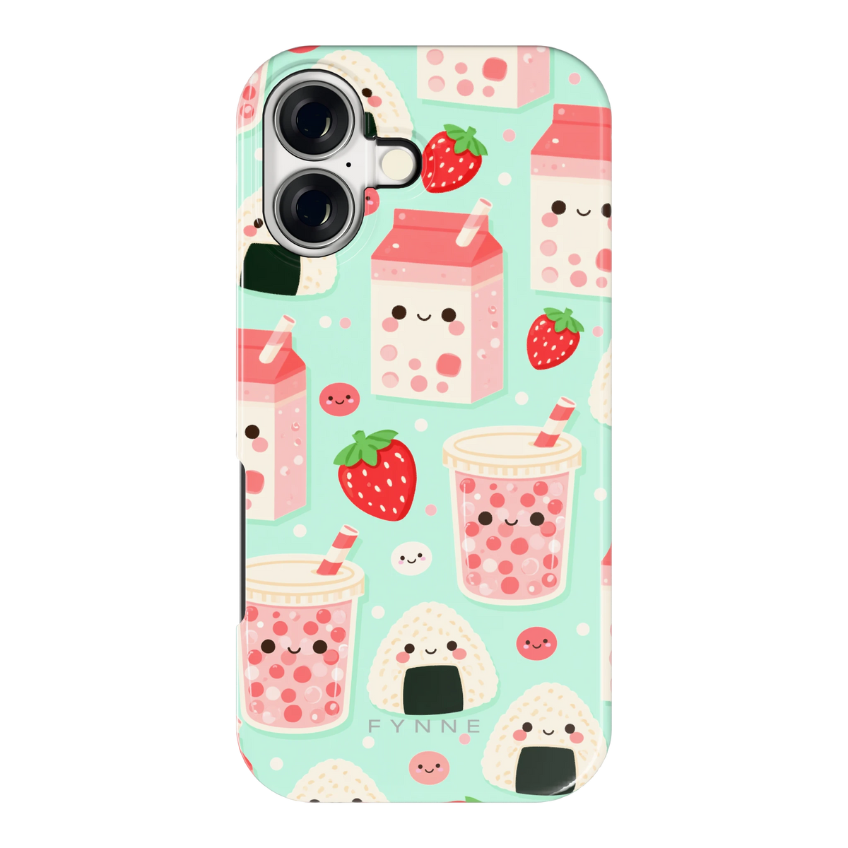 Kawaii Aardbeisnacks hoesje voor iPhone 17, achterkant