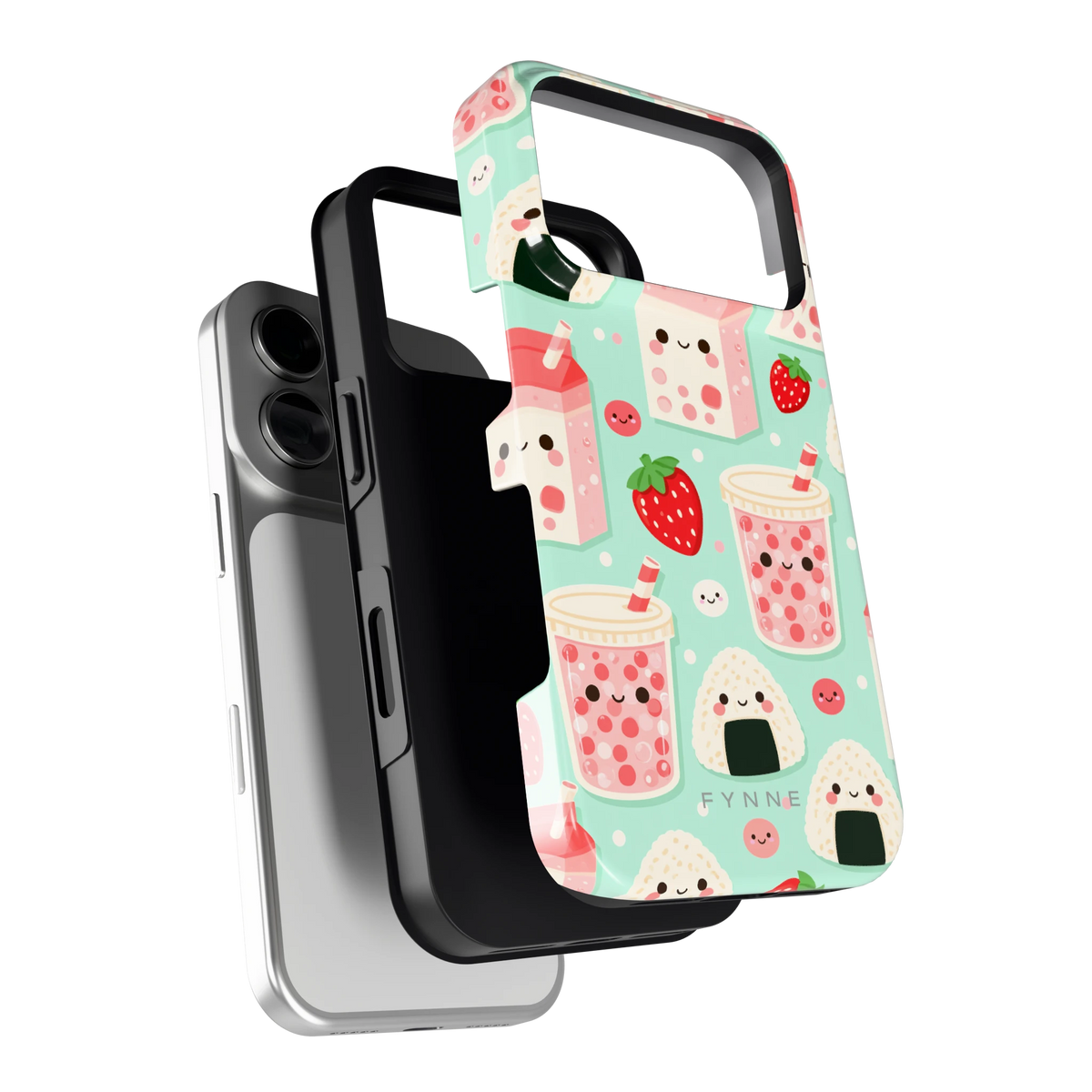 Kawaii Aardbeisnacks hoesje voor iPhone 18 Pro, los van de telefoon