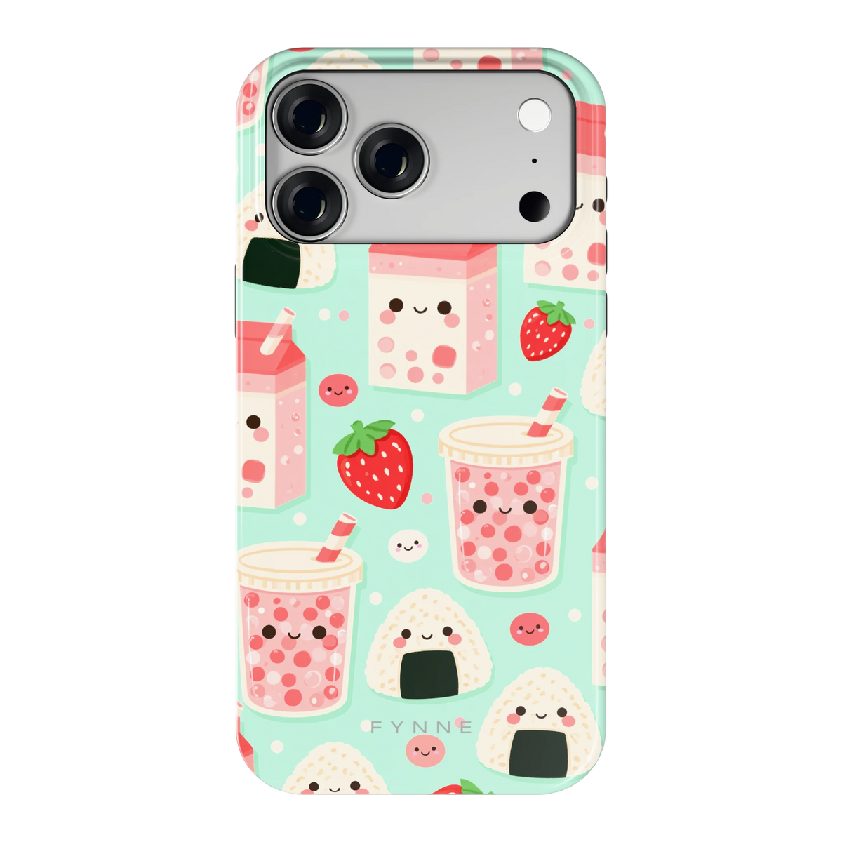 Kawaii Aardbeisnacks hoesje voor iPhone 18 Pro Max, achterkant