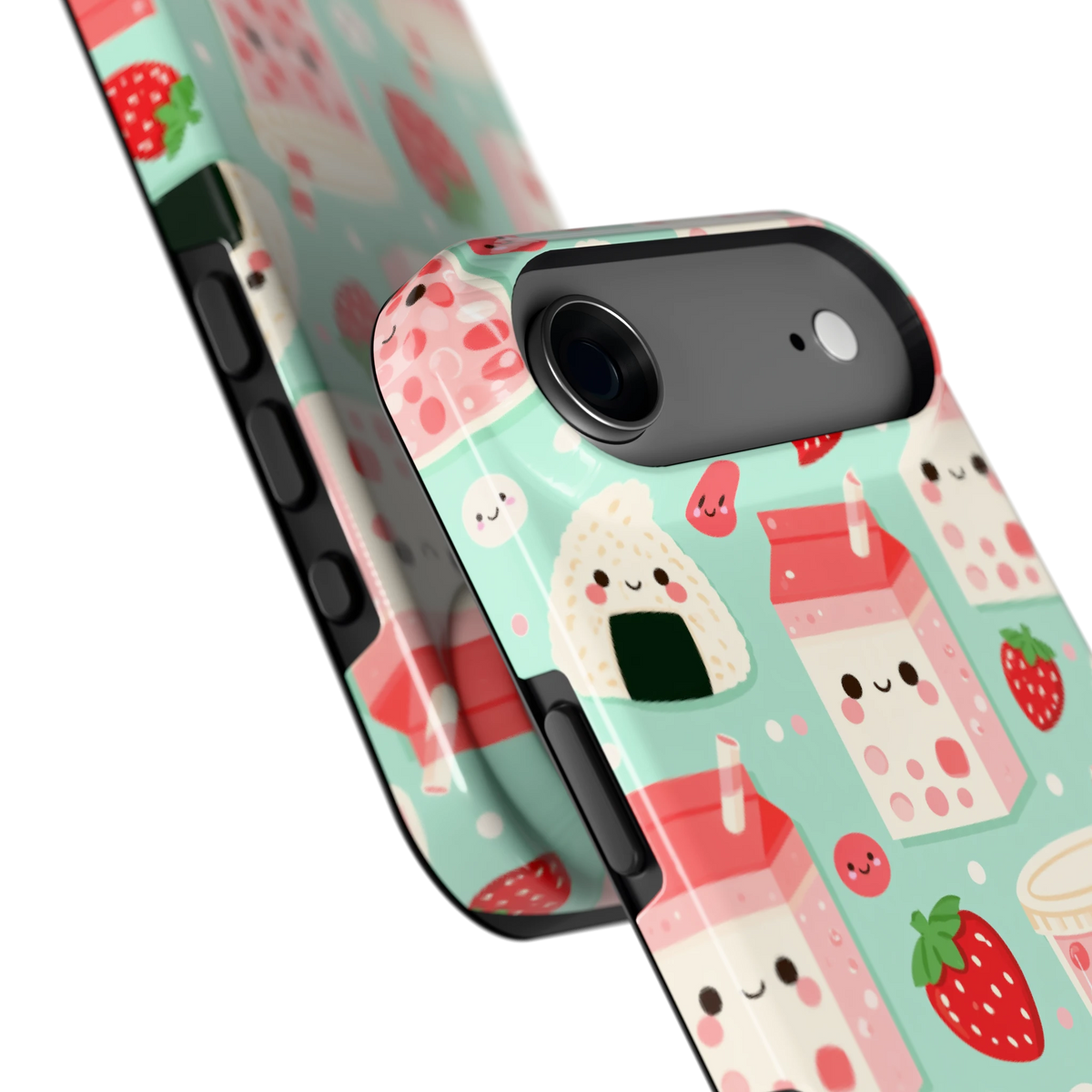 Kawaii Aardbeisnacks hoesje voor iPhone Air, close-up