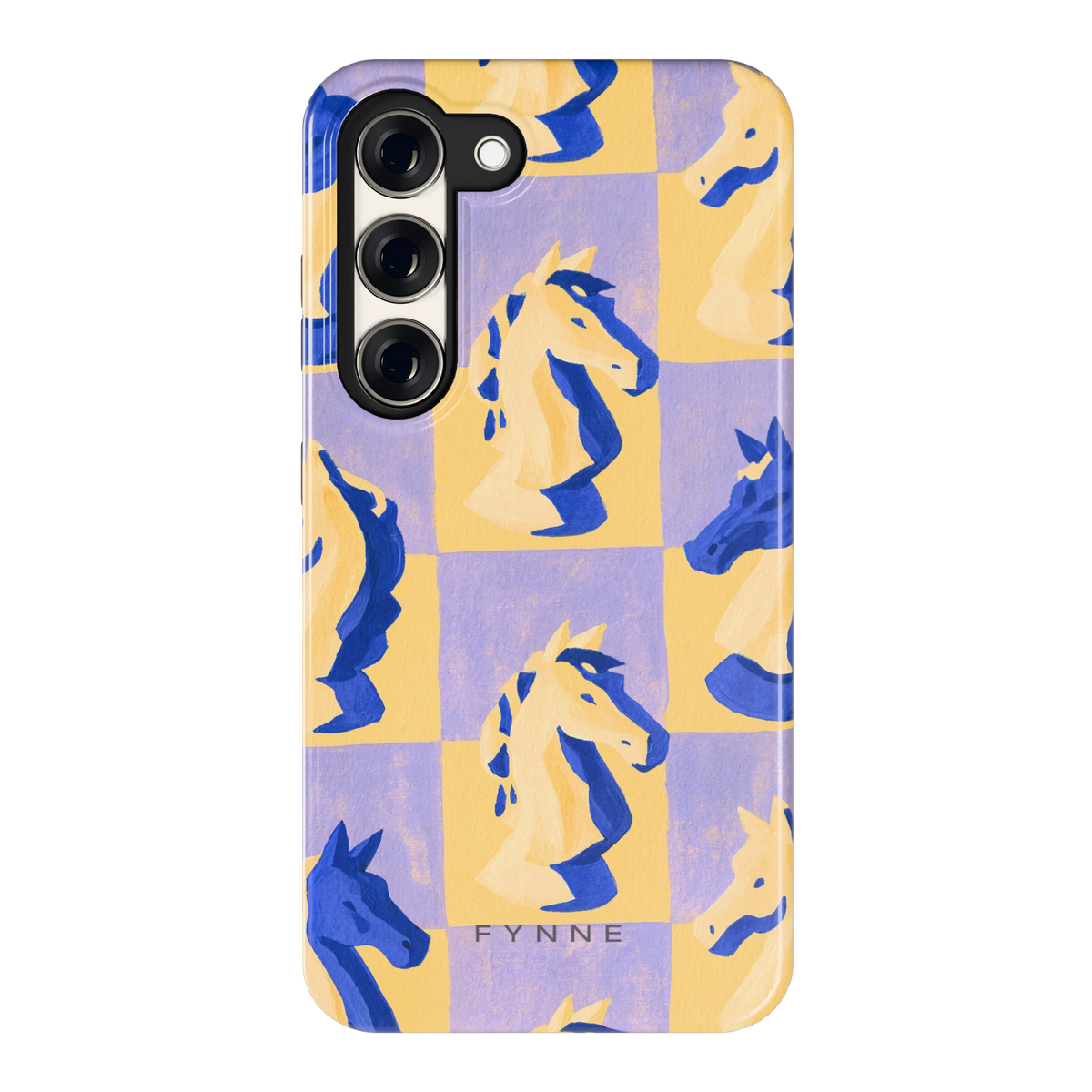 Schaakpaarden Dambord hoesje voor Galaxy S23, achterkant