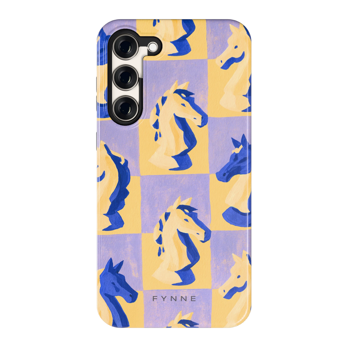 Schaakpaarden Dambord hoesje voor Galaxy S23+, achterkant