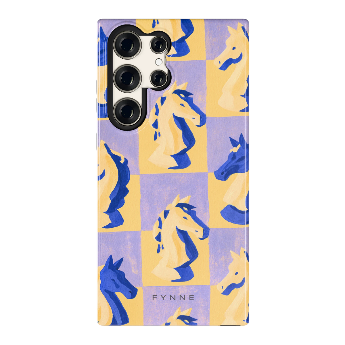 Schaakpaarden Dambord hoesje voor Galaxy S23 Ultra, achterkant