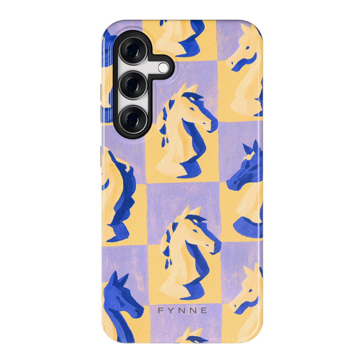 Schaakpaarden Dambord hoesje voor Galaxy S24, achterkant