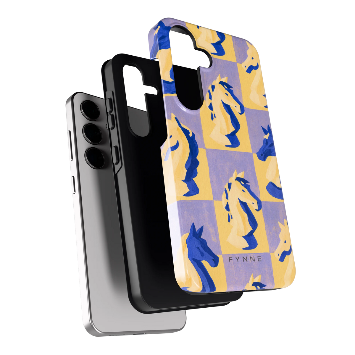 Schaakpaarden Dambord hoesje voor Galaxy S24, los van de telefoon