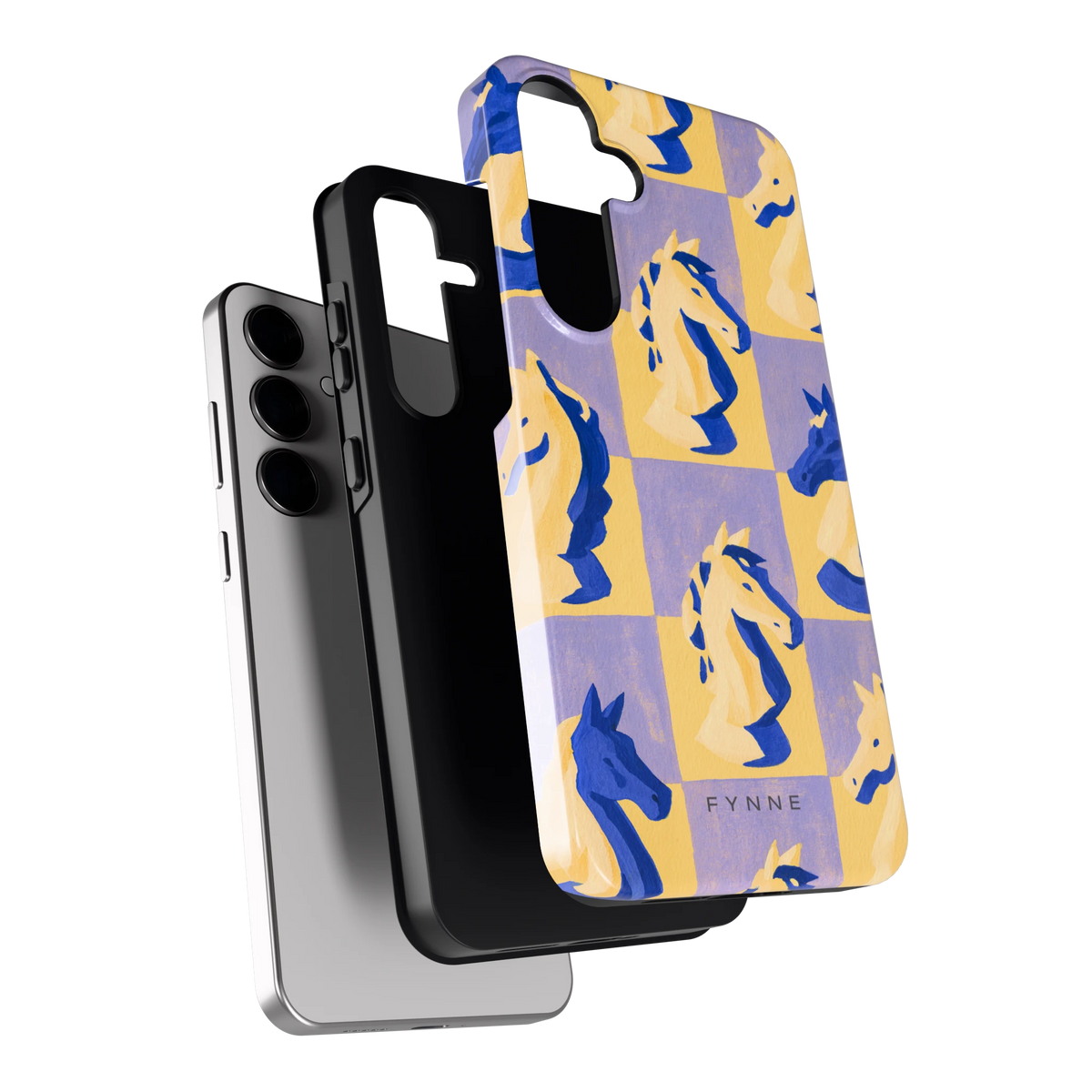 Schaakpaarden Dambord hoesje voor Galaxy S24+, los van de telefoon