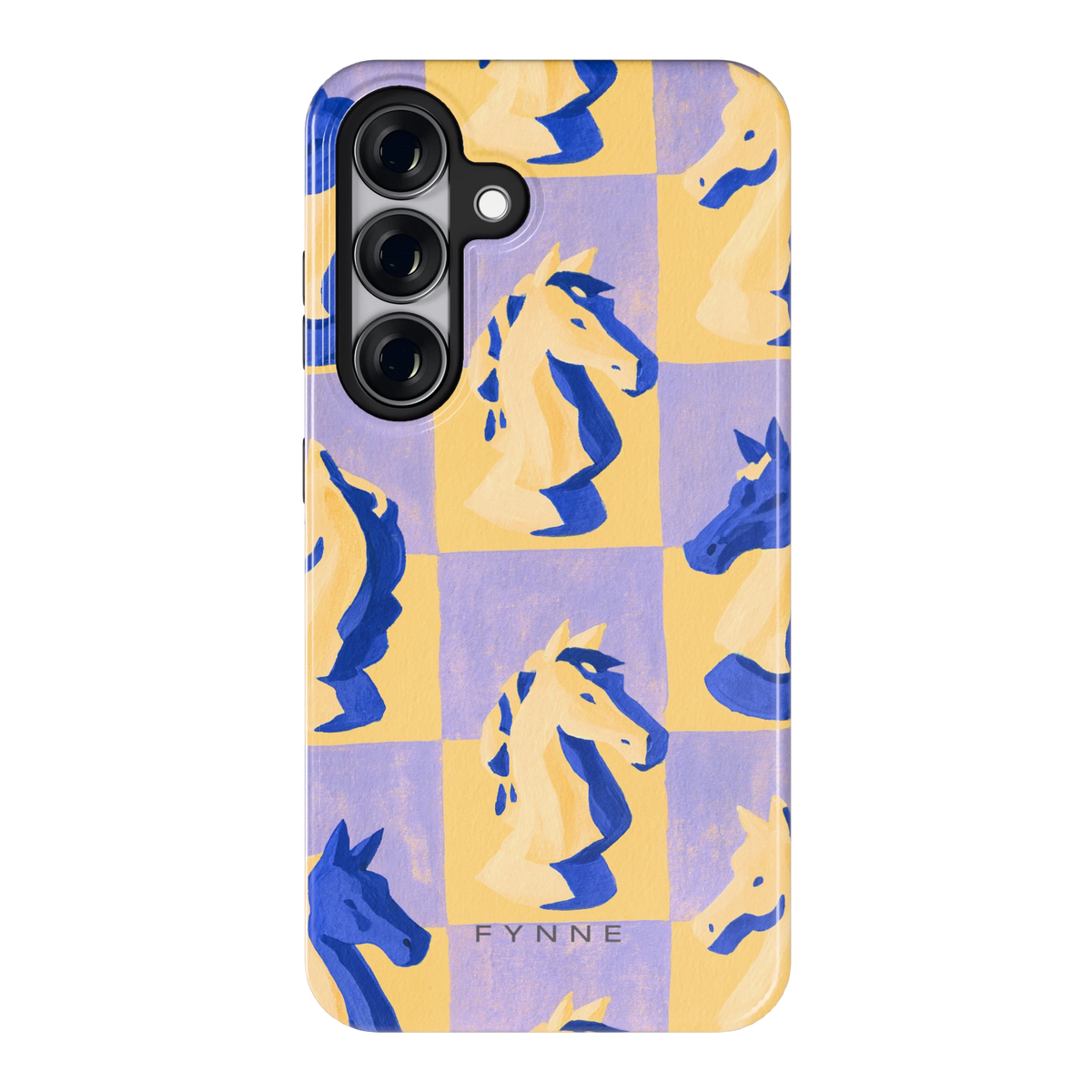 Schaakpaarden Dambord hoesje voor Galaxy S25, achterkant