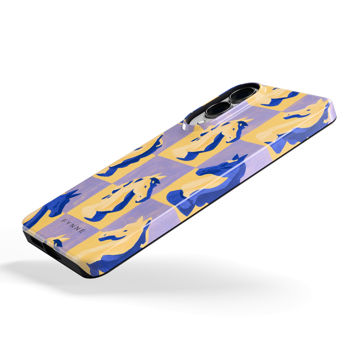 Schaakpaarden Dambord hoesje voor Galaxy S25 Edge, schuin