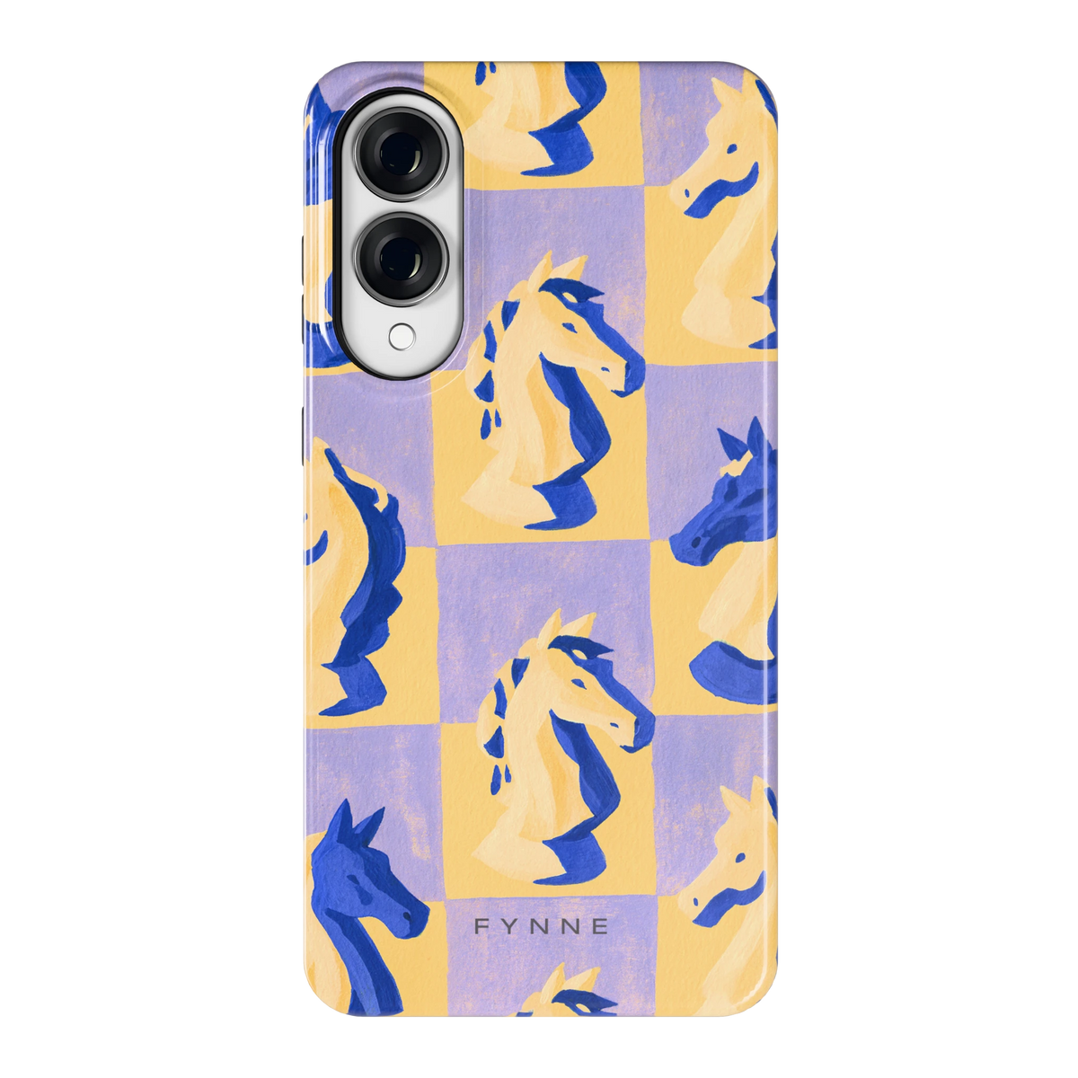Schaakpaarden Dambord hoesje voor Galaxy S25 Edge, achterkant