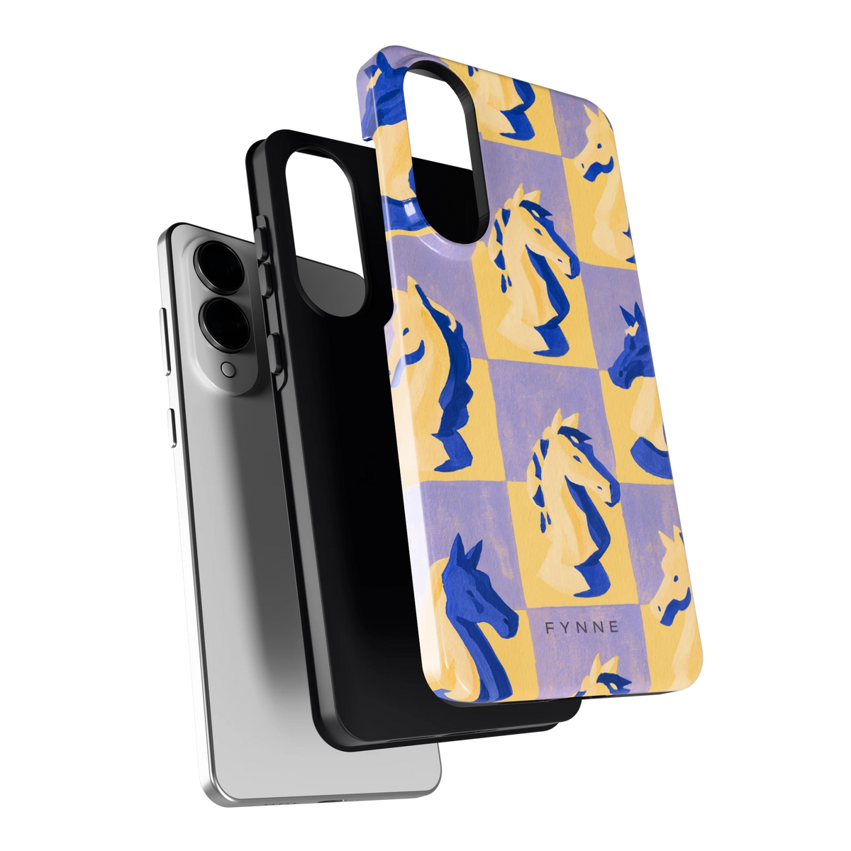 Schaakpaarden Dambord hoesje voor Galaxy S25 Edge, los van de telefoon