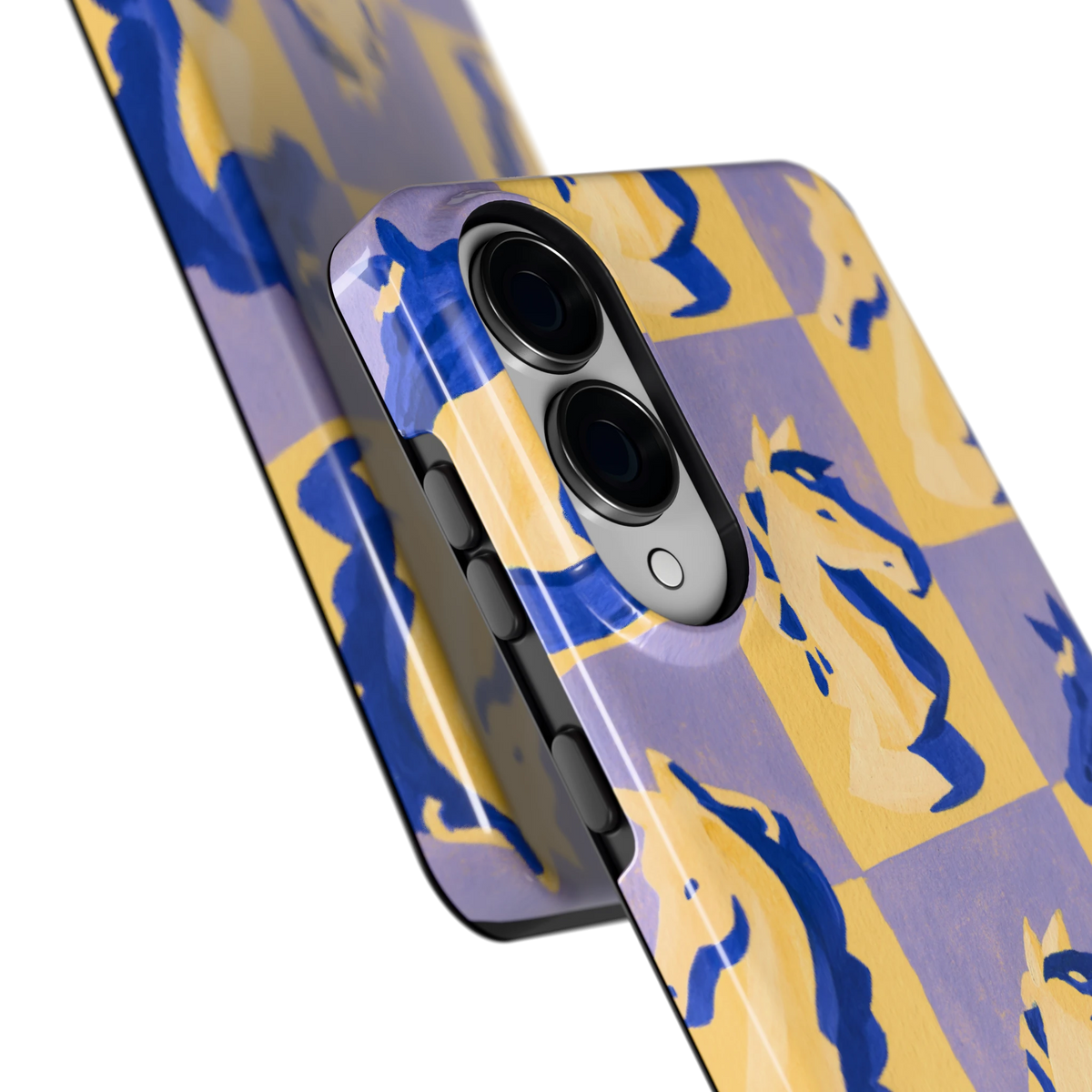 Schaakpaarden Dambord hoesje voor Galaxy S25 Edge, close-up