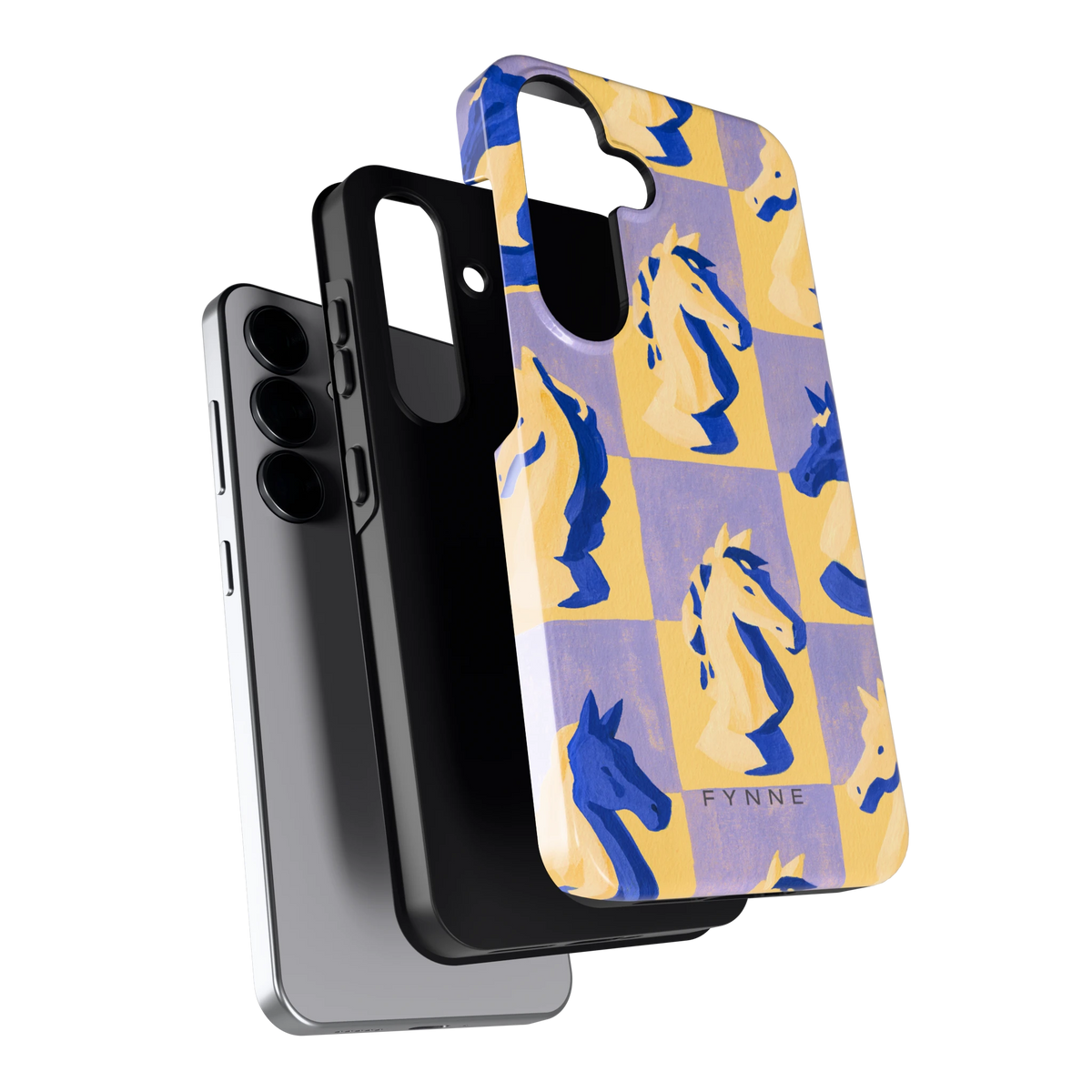 Schaakpaarden Dambord hoesje voor Galaxy S25, los van de telefoon