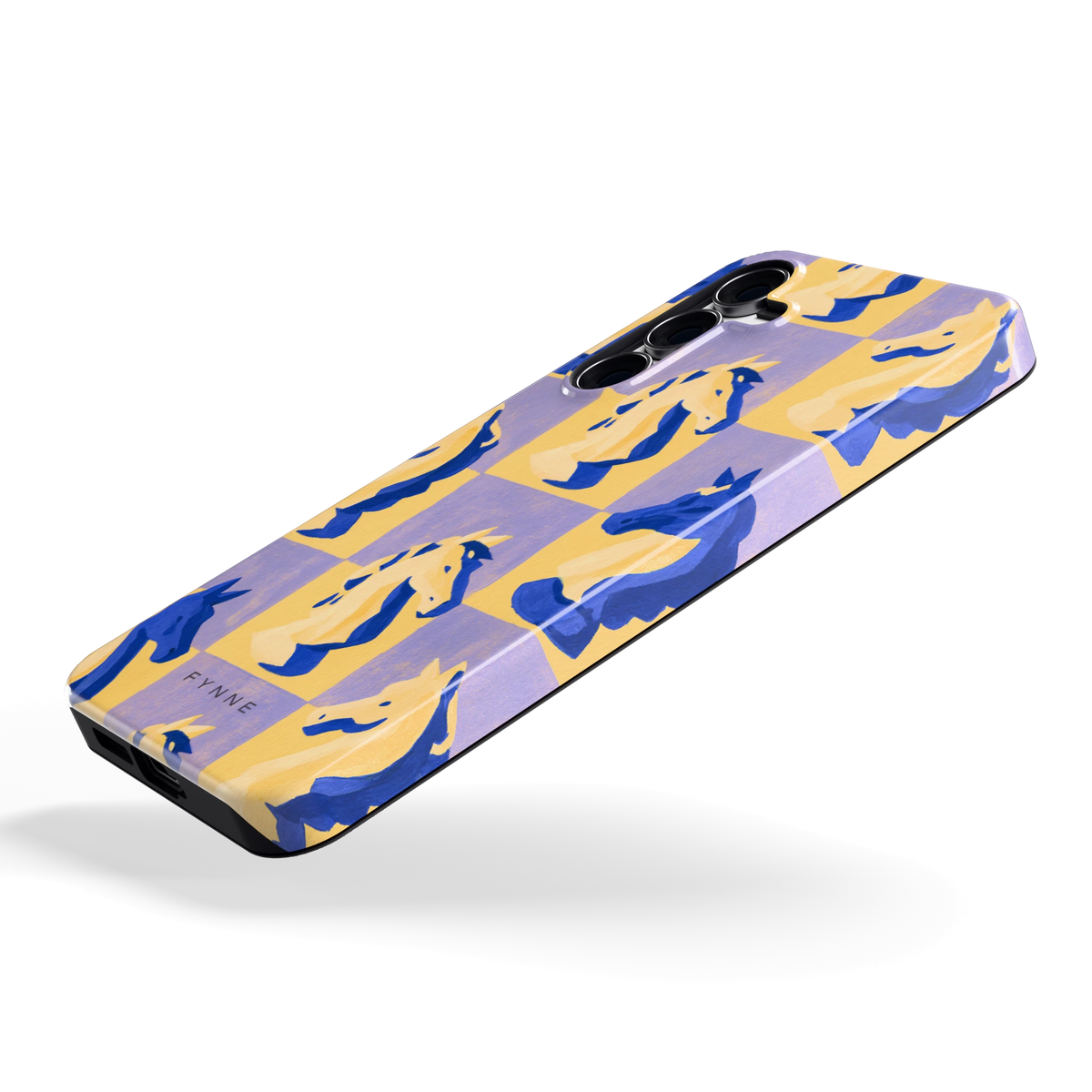 Schaakpaarden Dambord hoesje voor Galaxy S25 FE, schuin